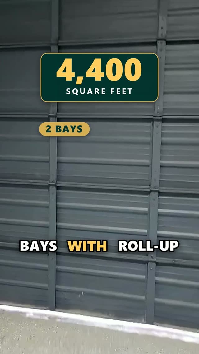 Roll-up doors on the building exterior